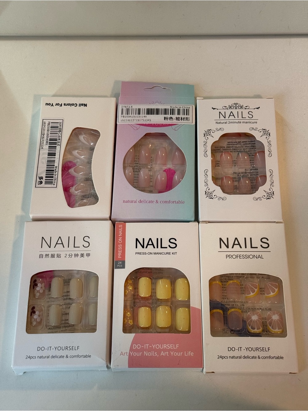 Assorted Press-On Nail Sets – Mixed Styles (6 packs)